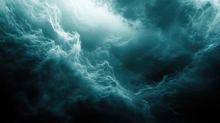 Obraz premium Dark underwater storm with swirling currents and low visibility.