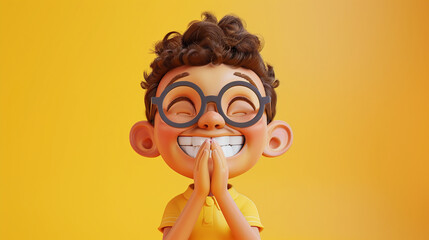 A kid clapping hands with happiness after achieving something. Animated character, C4D model rendering, 3D rendering - Generative AI