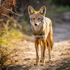Fototapeta premium Schakal, Wildhund in freier Natur, Generative AI
