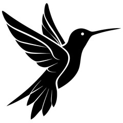 humming-bird-silhouette-vector-illustration-  on a white background 