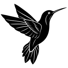 humming-bird-silhouette-vector-illustration-  on a white background 