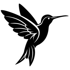 humming-bird-silhouette-vector-illustration-  on a white background 