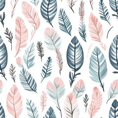 Elegant Botanical Patterns: Pastel Leaves and Nature-Inspired Design