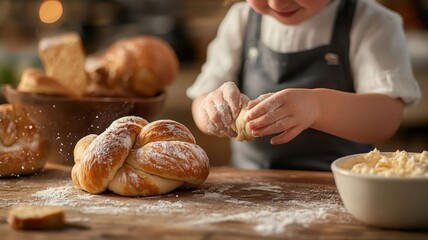 Hands shaping pretzel dough with cheese sauce and salt nearby.