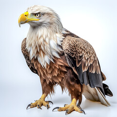 Obraz premium Majestätischer Seeadler , freigestellt vor weissem Hintergrund, Generative AI