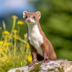 Niedliches Hermelin in freier Natur, Generative AI