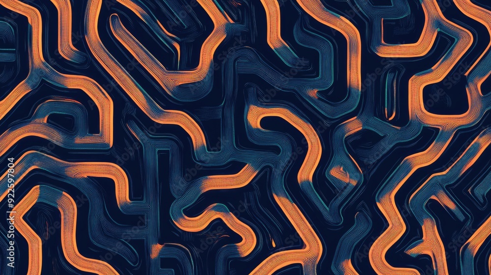 Poster abstract maze with crisscrossing lines and intersections, resembling a subway route.