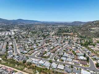 Aerial view of middle class community big houses, Escondido, South California, USA.