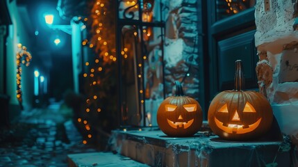 Obraz premium Halloween themed front porch
