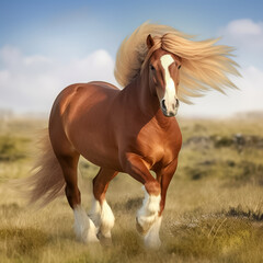 Obraz premium Prächtiges Pferd in freier Natur, Generative AI