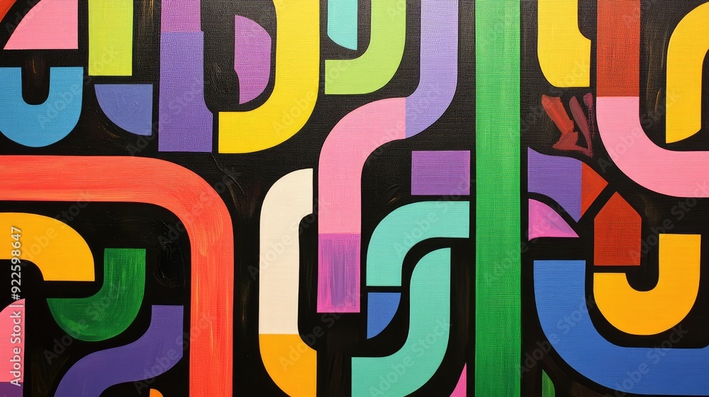 Poster abstract maze with crisscrossing lines and intersections, resembling a subway route.