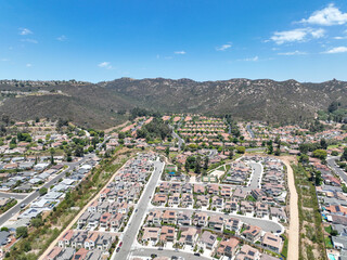 Aerial view of middle class community big houses, Escondido, South California, USA.