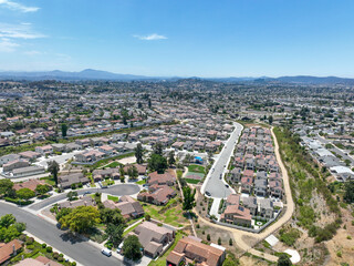 Aerial view of middle class community big houses, Escondido, South California, USA.