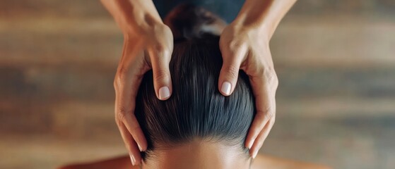 Close-up of Hands Massaging a Woman's Scalp