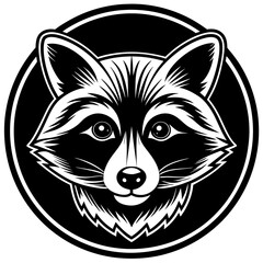 Raccoon face round logo silhouette vector illustration