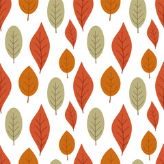 Autumn Leaves seamless pattern. Vector illustration.