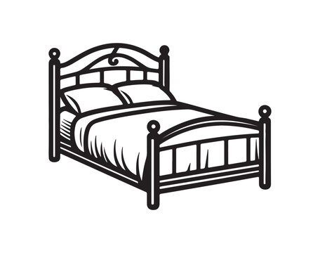 recommend clip art: bed silhouette art illustration on white background