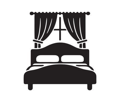 recommend clip art: bed silhouette art illustration on white background