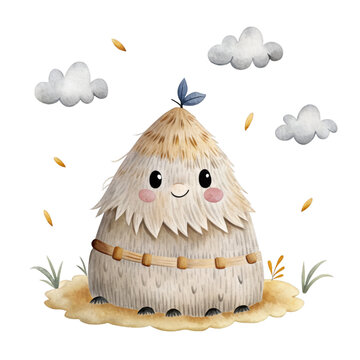 recommend clip art: Cute little haystack watercolor isolated clipart baby clothes, pattern and textile