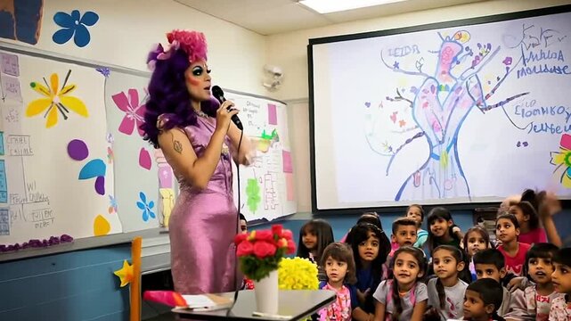 Drag queen teaching at an elementary school