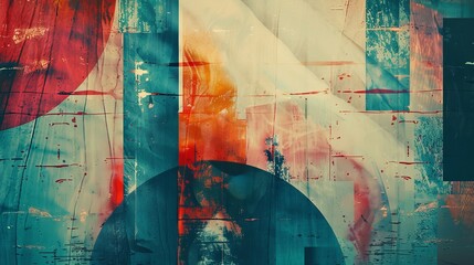 Generative Ai vintage grunge colorful collage background