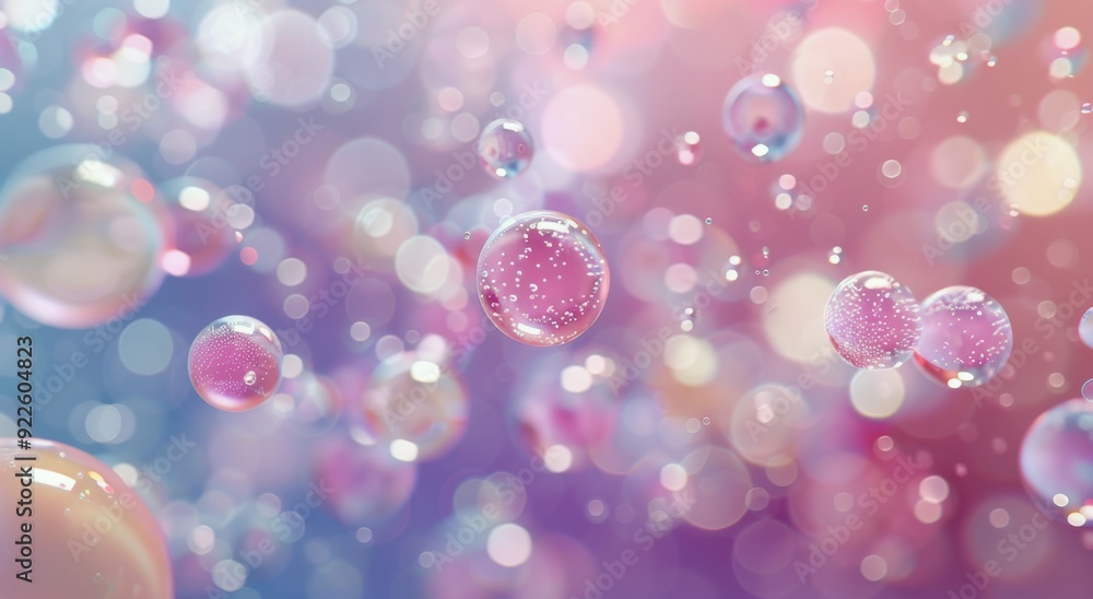Poster delicate bubbles floating against a colorful abstract background