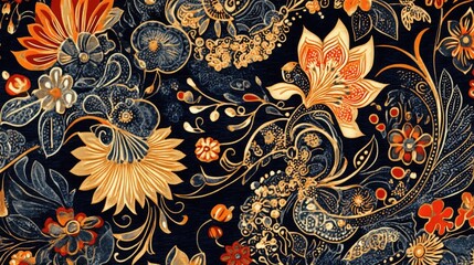 Traditional Indonesian sarong pattern with intricate batik motifs.