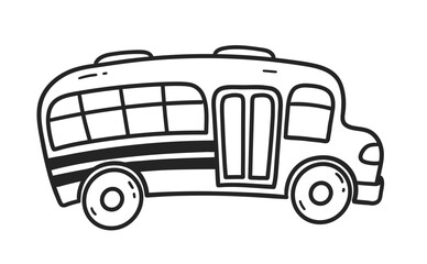 Line art vector illustration of school bus education symbol