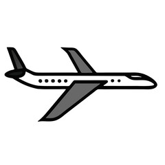 Naklejka premium Black and White Airplane Outline Illustration, Aviation Concept with Copy Space