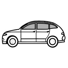 Black and White Car Outline Illustration, Vehicle Concept with Copy Space
