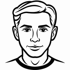 Black and white portrait illustrations of man