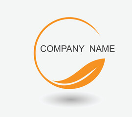 Organic Leaf Circle vector Simple Emblem Logo Template green colour