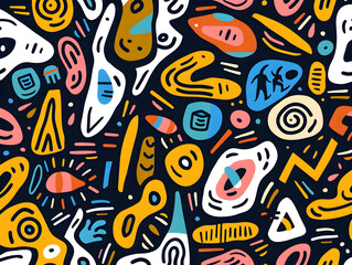 Obraz premium Abstract Geometric Pattern with Bold Colors and Tribal-Inspired Shapes for Contemporary Design Projects 