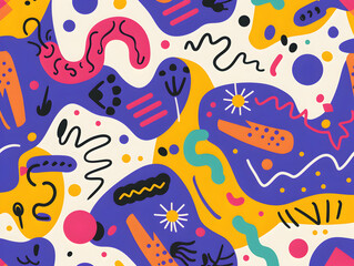 Vibrant Abstract Pop Art Pattern with Bold Colors and Dynamic Shapes in a Playful Design" 