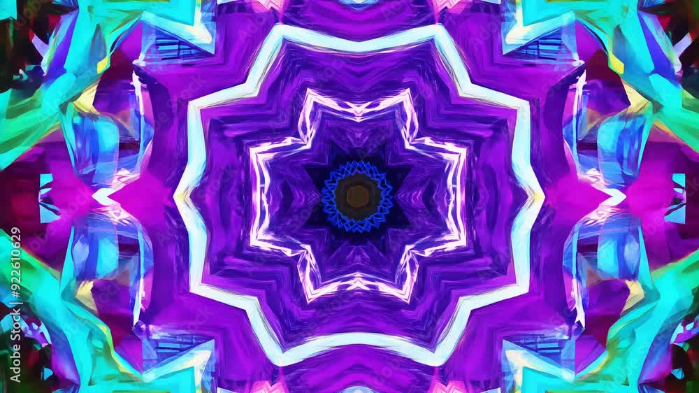 Poster the camera zooms in on the center of a fractal pattern, which unfolds and transforms into endless ge