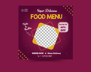 Digital business marketing banner for social media post,food menu template green & black
