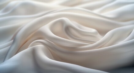 Elegant White Silk Fabric Draped Softly on Surface