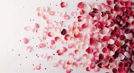 Scattered Rose Petals on a White Surface