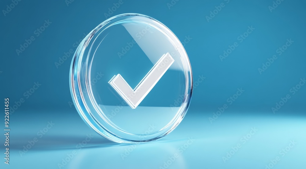 Poster a stunning and captivating 3d representation of a transparent checkmark icon beautifully set against