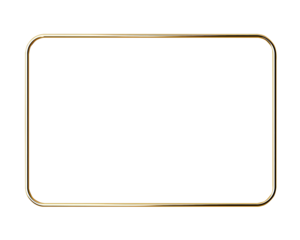 Minimalistic gold rectangular frame with rounded corners on a white background