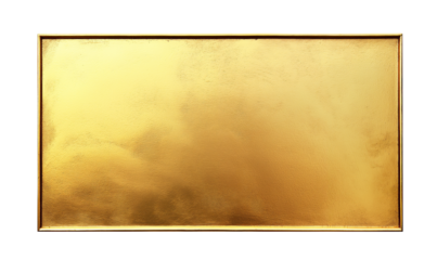 Rectangular gold plate with a metallic finish on a white background