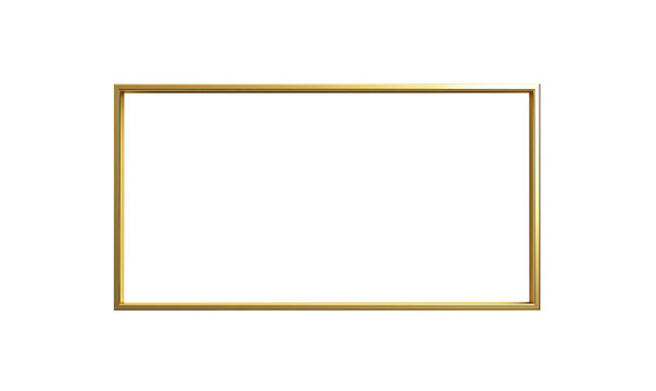 Minimalistic gold rectangular frame with a thin border on a white background