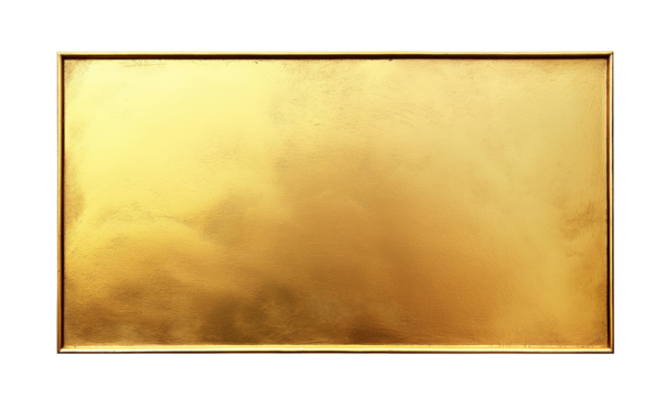 Rectangular gold plate with a metallic finish on a white background