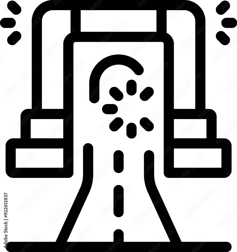 Poster roadblock is showing a loading icon, symbolizing the concept of waiting for the road to open
