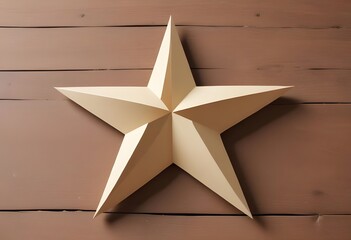 Beige 3D Star on Wooden Surface