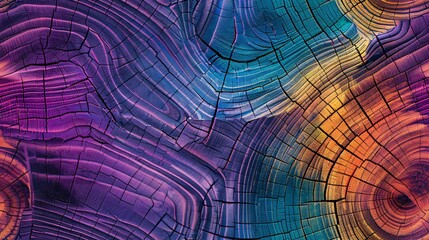 Colorful tree ring pattern with radial cracks. Generative AI