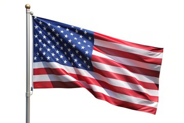 Fototapeta premium The American flag, a symbol of freedom and unity, flutters proudly in the wind. The red, white