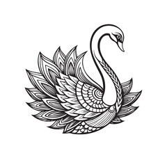 Obraz premium Swan coloring page mandala art design 