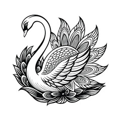 Swan coloring page mandala art design 