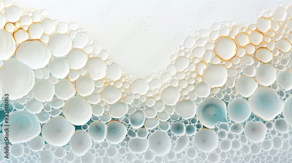 Poster the image is a close up of a large number of small bubbles